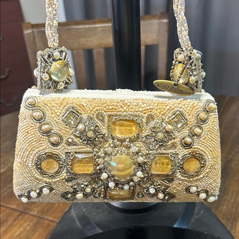 Mary Frances Gold and Silver Beaded Clutch